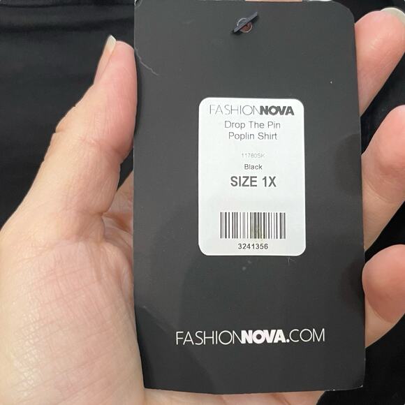 Fashion Nova Drop The Pin Poplin Shirt 1X Long Sleeve Cutout Night Out Clubwear - Picture 6 of 8